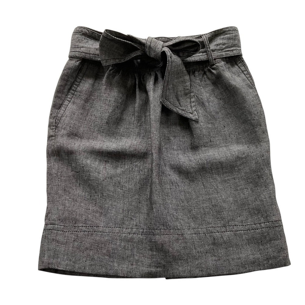 Banana Republic Chambray Tie Waist Skirt Sz 0 Mini Office Siren Casual Chic